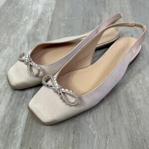 J.Crew Anya slingback flats with bow in the color mauve blush Size 9